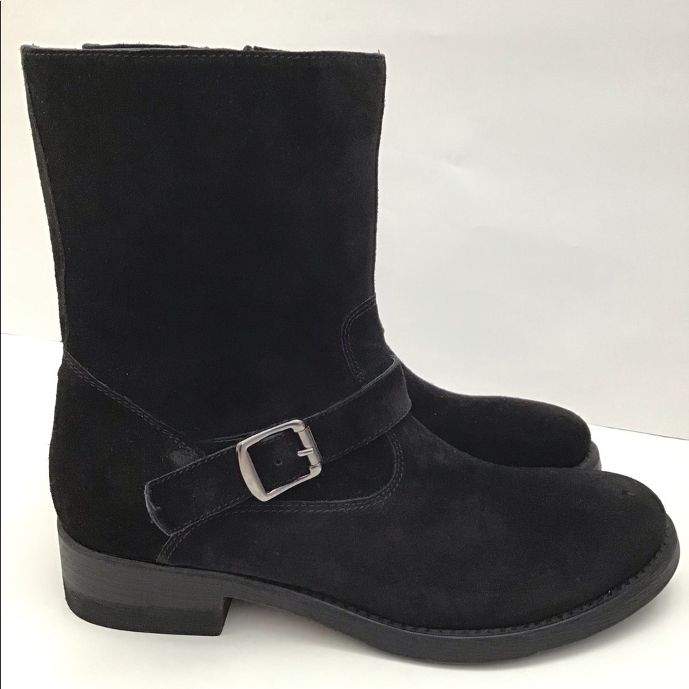 Yin Blave Anthropologie Size 38 Black Boots Suede Leather Moto Italy